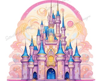 Magical Princess Castle PNG, Pink Castle PNG, Princess Fairy Castle PNG, Magical Fairytale Princess Castle Cartoon Png