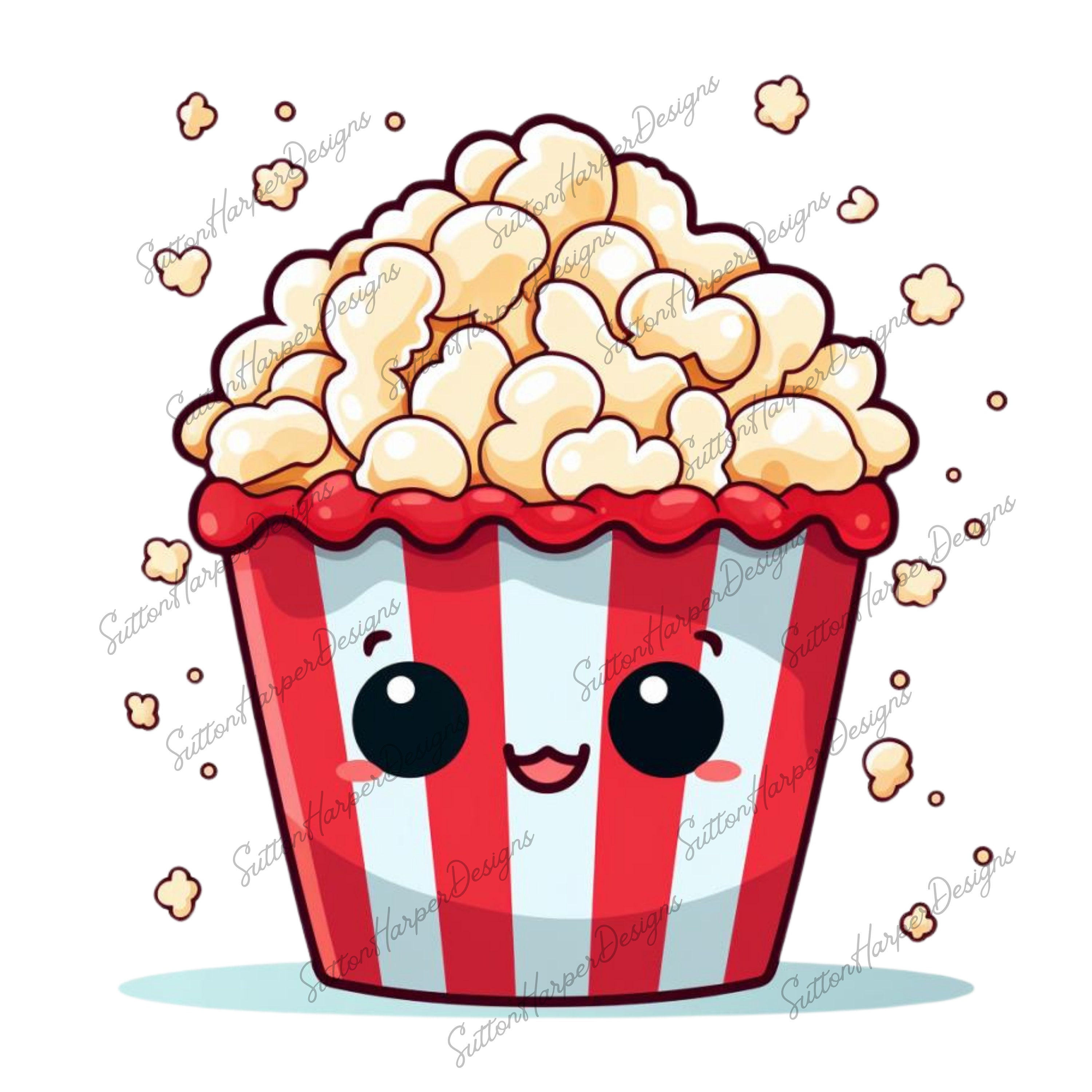 Cartoon Kawaii Popcorn Movies PNG Clipart Illustration Cute Popcorn 