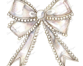 Beautiful Pearl Ribbon Bow Coquette PNG, Pearl Bow PNG, Coquette Bow png, Coquette Ribbon t shirt design png, white bow png, trendy png, png