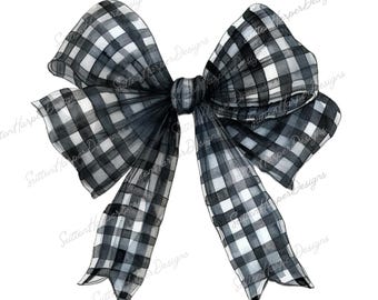 Black Gingham Coquette Bow PNG, Black and White Gingham Ribbon tied into a Bow PNG, Black Bow png, dark coquette png, coquette bow png, pngs