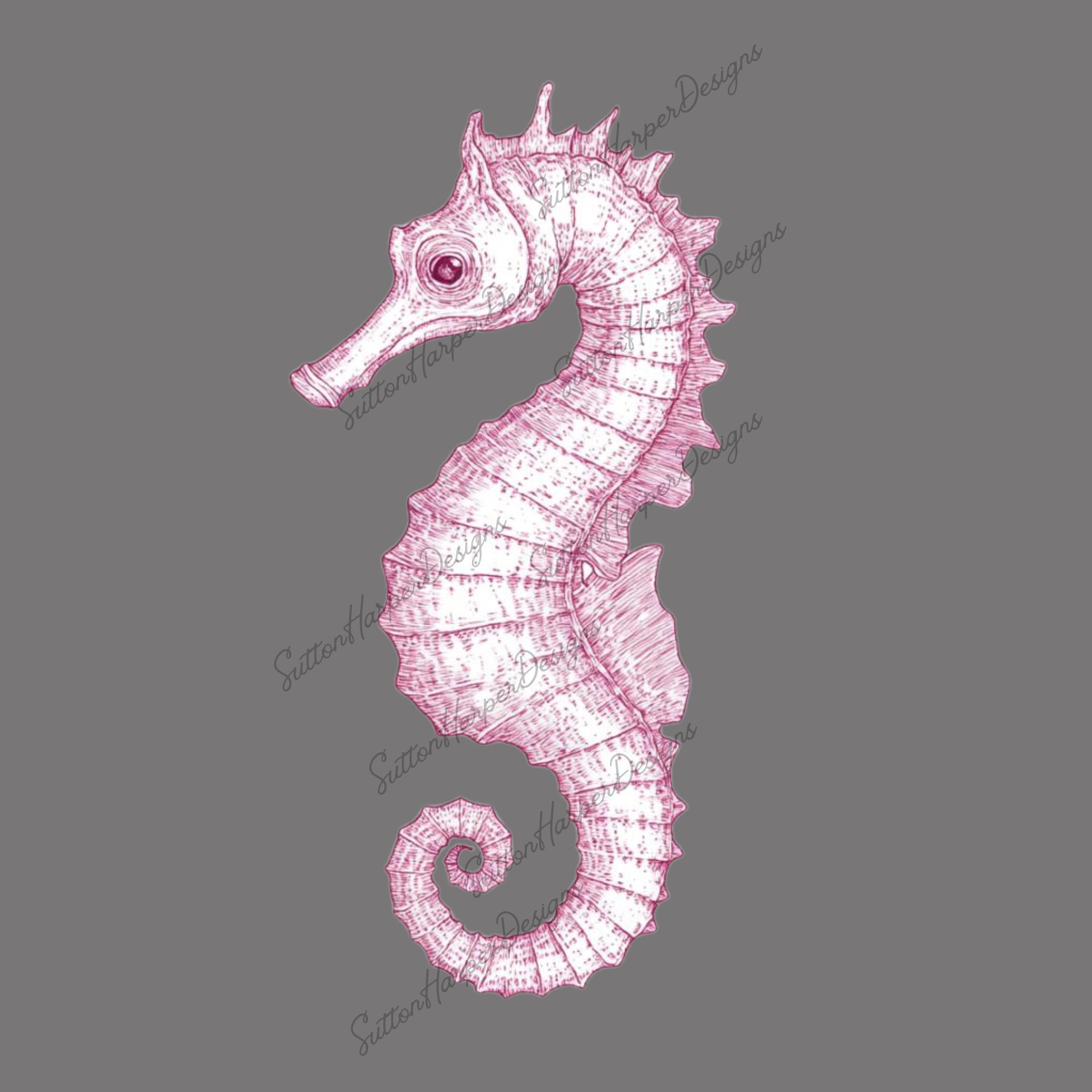 ピンクのヴィンテージ タツノオトシゴ デザイン PNG、タツノオトシゴ