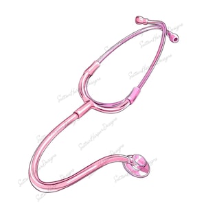 Pink Stethoscope png, stethoscope drawing clipart image png design, Cute pink stethoscope illustration png cartoon clipart, nurse png