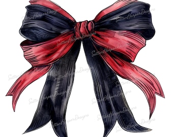 Black and Red Bow PNG, Black and Maroon Bow png, Black and Red Team png, Red and black coquette ribbon bow png, trending bow png, team png