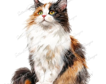 アート・写真 水彩画風 三毛猫 イラスト アート ゆきっち様