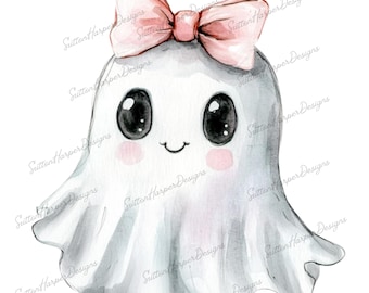 Cute Ghost with Pink Bow PNG, Coquette Ghost png, pink bow ghost png, trending halloween png, trendy ghost png, trending ghost png pngs