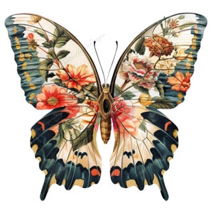 Estampado floral Cottagecore Mariposa Ilustración Imagen PNG diseño de camiseta descarga digital, hermosa mariposa png, png de moda, verano png