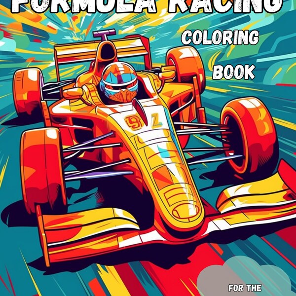 Kleurplaten voor kinderen en volwassenen, Formule Racing, Digitale download PDF