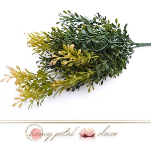 Mixed Greenery and Mini Tea Leaves Bush/Spray/Stem 12&quot; - Green/Peach | Floral Arrangement Filler | Artificial Greenery Bush | DIY projects