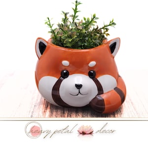 Red Panda Planter with Drainage Hole | Red Panda Ceramic Succulent Planter | Cute Animal Planter | Plant Pot | *Planter only*