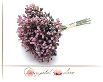 Real Touch Faux Pink Sedum Bundle 9" T | High Quality Artificial Succulent Bush/Spray/Stem/Pick