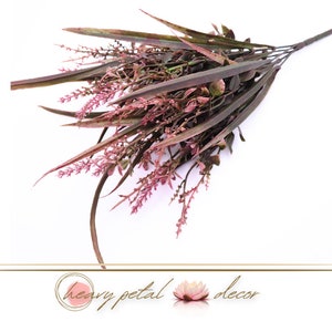 Mixed Greenery & Astilbe/Thistle Bush/Spray/Stems 14&quot; - Green/Pink | Floral Arrangement Filler | Artificial Greenery Bush