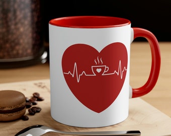 Amante del café, taza con acento de color de 11 oz