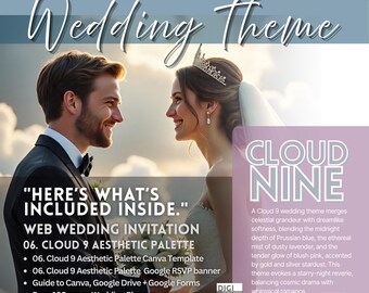Tema de boda "Cloud Nine", elegancia etérea, detalles suaves y esponjosos, cortinas de ensueño (descarga digital)