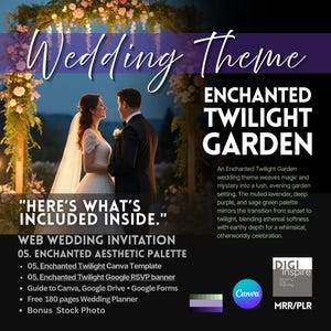 Invitación web con temporizador de cuenta regresiva integrado, RSVP rastreable y mapa, sitio web de anuncios de boda digitales, plantilla Canva, con MRR_PLR