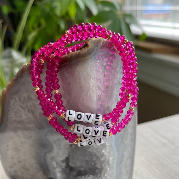 Love Word Bracelet Love Bracelet Stacking Friendship Bracelet Letter Bracelet Etsy Canada