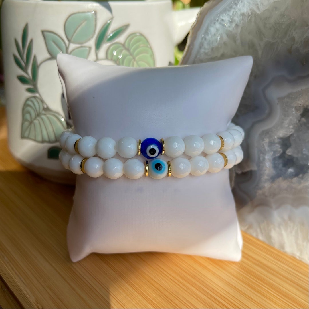 Evil Eye & White Onyx Bracelet Etsy