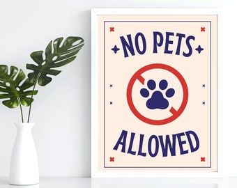 No Pets Allowed Sign | Printable No Dogs Sign | Pet Prohibited Area | Instant Download Pet Policy Signage