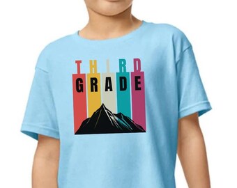 Third Grade Shirt Colorful Kids T-Shirt Back to School  | First Day of School Youth Tee | 3rd Grade Boys & Girls | Mountain Inspirational