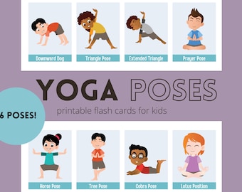Kids Yoga Poses Printable Flashcards - Brain Break Activities for Kids - Digital Download - Mindfulness & Fun Exercise