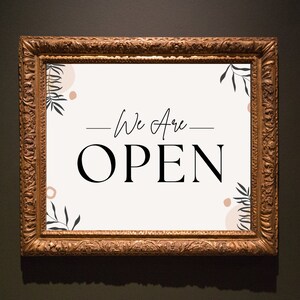 We zijn gesloten en open PRINTBARE borden voor bedrijven, winkelpui, restaurant, detailhandel We zijn gesloten zakelijk bord, boho modern bord • JPG