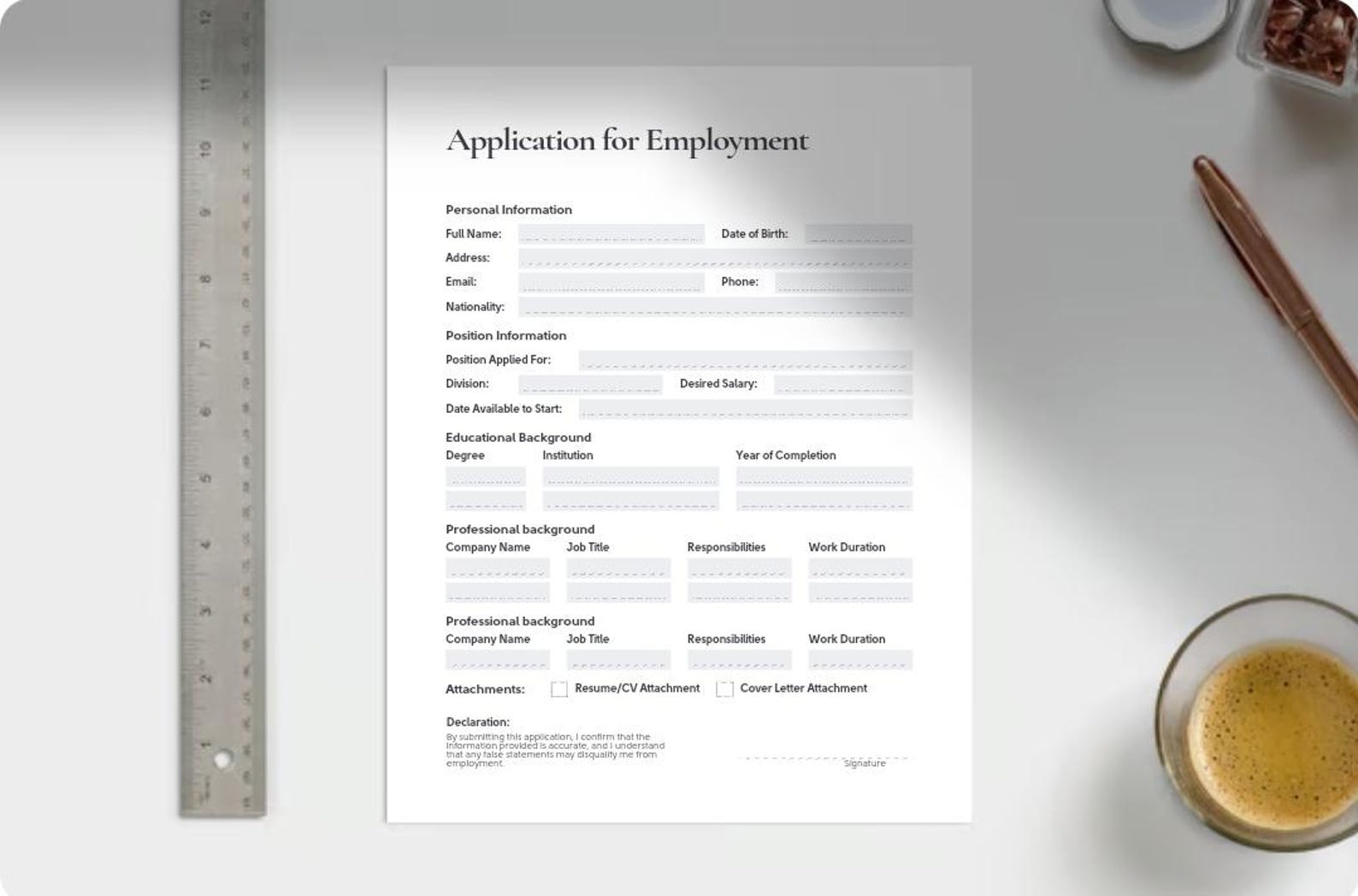 Printable Application for Employment Pdf for Office, Managment, Small ...