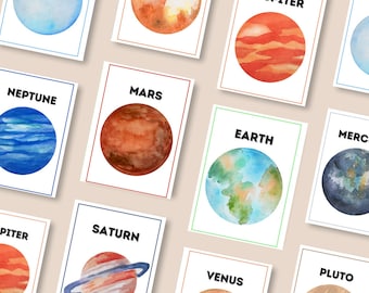 Planet Posters Set | Artistic Solar System Prints | Printable Planet Signs | Classroom Decor | Space-Themed Bedroom Decor | Science Posters