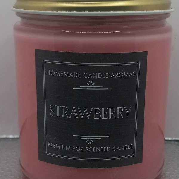 Scented candle/8oz/Strawberry/Coconut soy Wax blend/Crackling wood wick