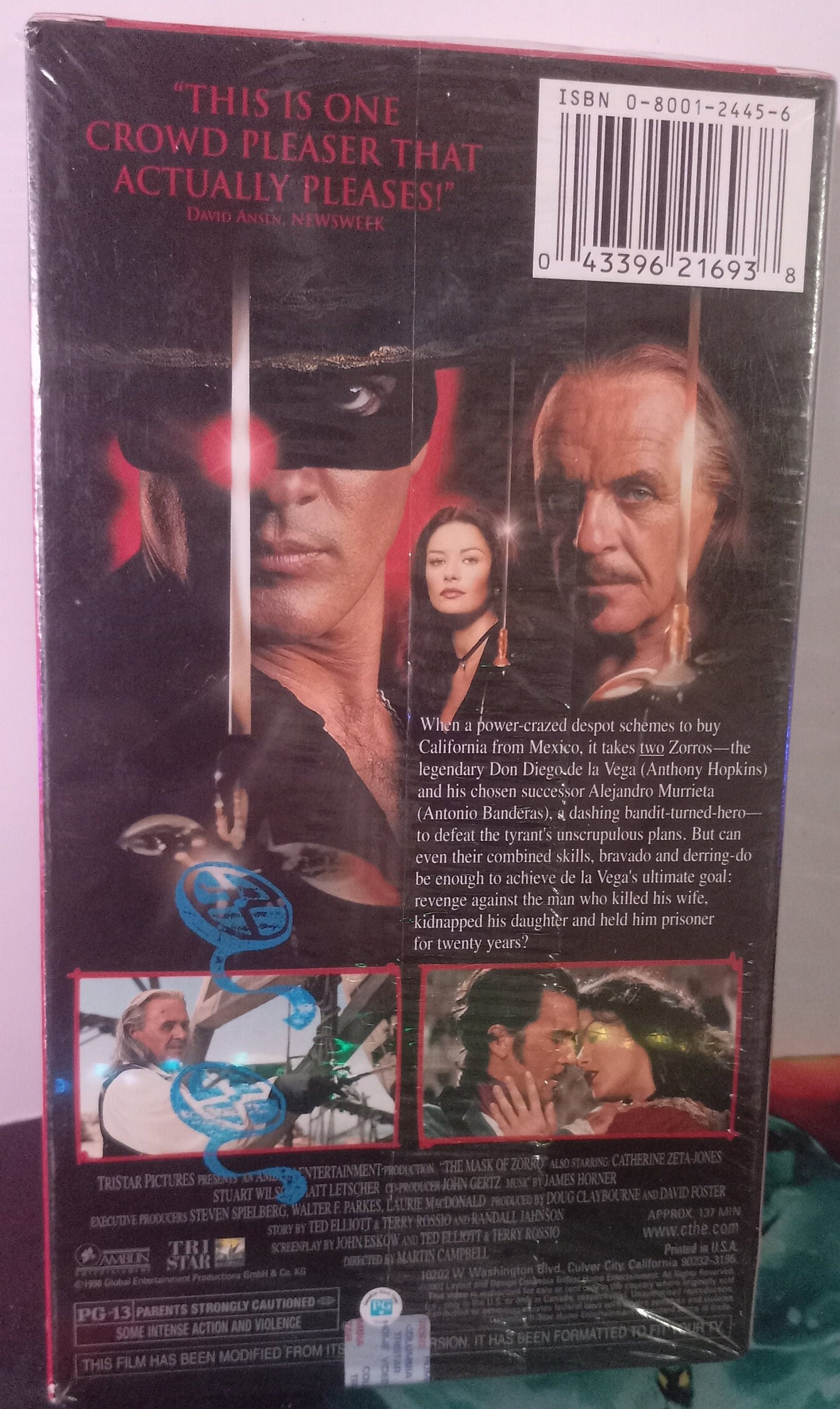 The Mask of Zorro VHS Movie/ Antonio Banderas / Anthony Hopkins