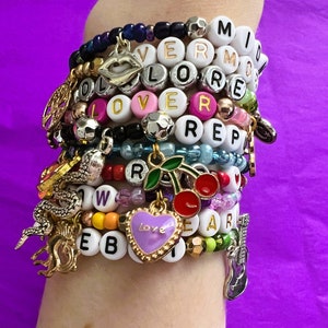 11-PACK *ALBUM TITLES* Friendship Bracelets with Charms