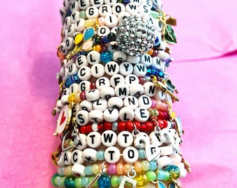 5-PACK Taylor *ASSORTED* Tall Blonde Pop Star Friendship Bracelets with Charms