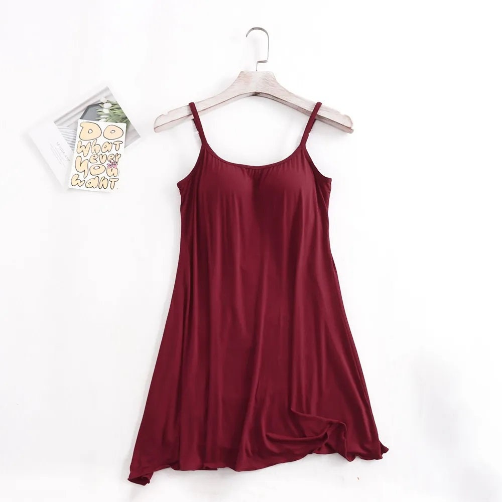 Padded Dress Built in Bra Dress Elastic Camisoles Camis Dress Tank