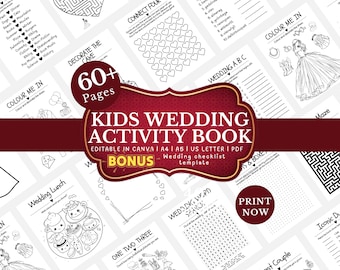 Livro de atividades para casamento infantil: mais de 60 páginas, jogos (digital para impressão)