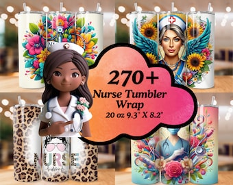 Mais de 270 designs de embalagens para copos de enfermagem: pacote de copos finos de 20 onças (download digital em PNG)