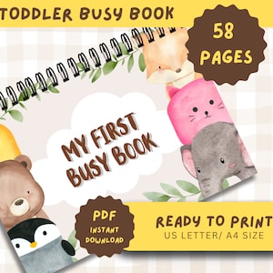 Toddler Learning Binder, Toddler First Busy Book, Printable Quiet Book for Preschool, Early Learning, Homeschool, Educational Fun, 58 stron