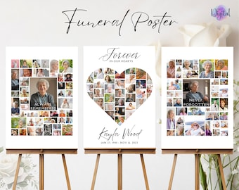 Funeral Photo Collage Sign Template: Memorial Poster (Canva, Digital Download)