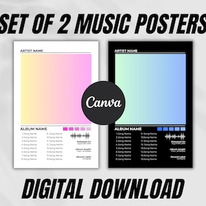 Plantilla de Canva para póster de portada de álbum, póster de álbum Canva, idea de regalo, póster de música digital personalizable, póster de álbum, impresión personalizada de álbum