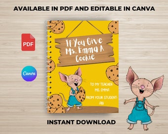 Teacher Appreciation Cookie Book Template: Canva Editable Gift (PDF Download)