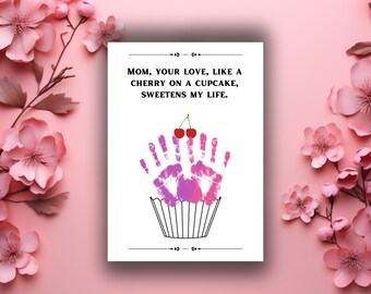 Mother's Day Handprint Art, Personalized Gift (PDF)