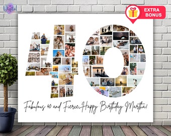 40th Birthday Photo Collage Template: Personalized Canva Gift (Digital Download)