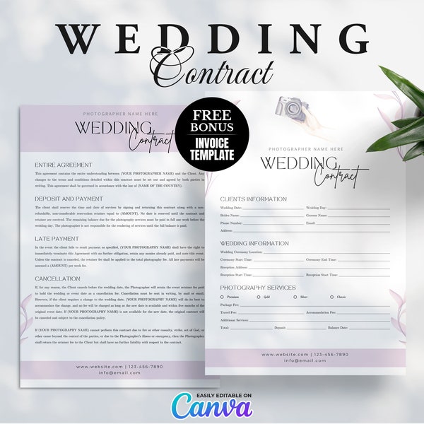 Contract Templates , Photography Client Contract Template , Client Agreement , Wedding Photography Contract Template , Photography Forms