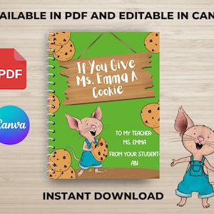 Si vous offrez un biscuit à votre professeur, remerciement imprimable pour le professeur, modèle de livre de fin d'année, idée cadeau pour professeur, téléchargement modifiable sur toile