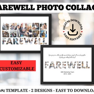 Collage de photos d'adieu, cadeau personnalisé pour collègue de travail, collègue, patron, fête de retraite, affiche d'adieu, modèle sur toile, cadeau de départ d'un ami