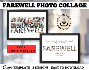 Colagem de fotos de despedida: modelo personalizável do Canva (download digital)