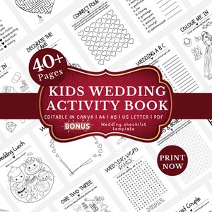 Kids Wedding Activity Pack Wedding Coloring Book Wedding Activity Book Children&#39;s Wedding Activity Book Kids Reception Table Activities