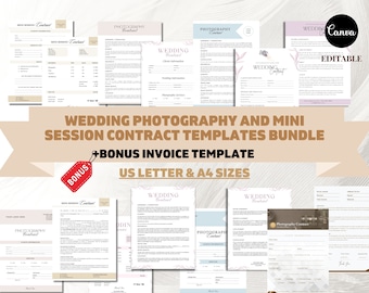 Pacote de Modelos de Contrato de Fotografia: Formulários Editáveis (Modelo Canva)