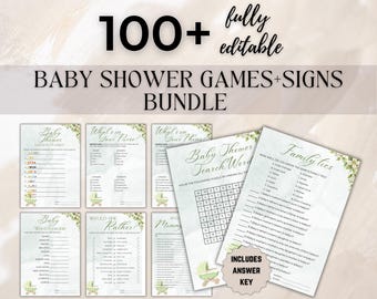 Minimalist Baby Shower Games Bundle: 60 Fun Activities (Digital Download)