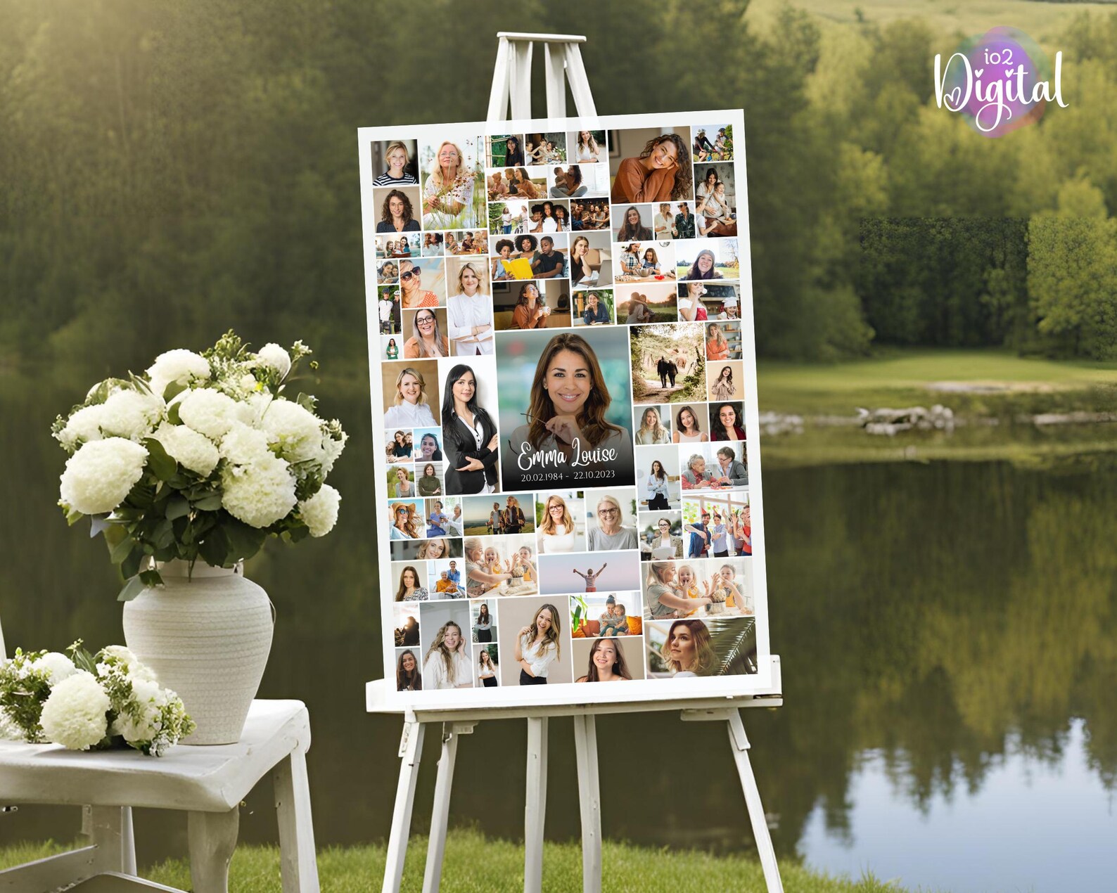 Memorial Photo Collage Template, Funeral Celebration of Life (digital