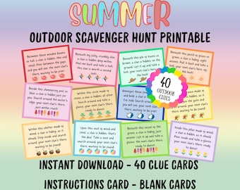 Caça ao tesouro ao ar livre para crianças: 40 cartões de dicas (PDF)