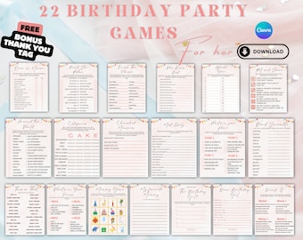 Juegos para fiestas de cumpleaños de adolescentes, actividades para pijamadas, dulces 16, cumpleaños número 13 (imprimible y editable)