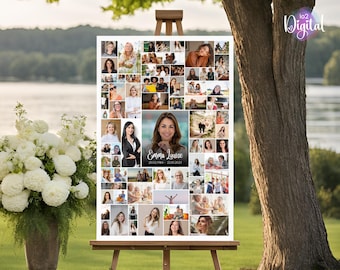 Modelo de colagem de fotos para homenagem póstuma, celebração da vida após o funeral (download digital)